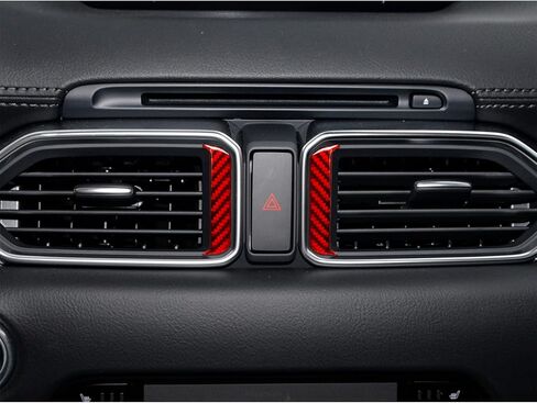 Carbon Fiber Air Conditioner Vent Wind Outlet Frame Panel Cover Trim Compatible with Mazda CX-5 2017 2018 2019 2020 2021 2022 Interior Accessory Red (2Pcs) in Kuwait
