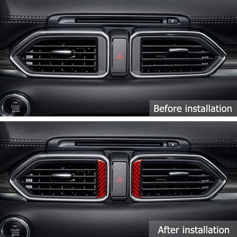 Carbon Fiber Air Conditioner Vent Wind Outlet Frame Panel Cover Trim Compatible with Mazda CX-5 2017 2018 2019 2020 2021 2022 Interior Accessory Red (2Pcs) in Kuwait