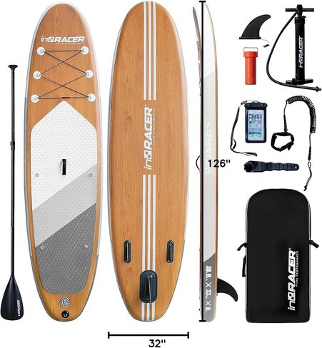 Inflatable Paddle Board 10'6"/11' ISUP for Adults with Free Premium SUP Accessories & Backpack, Non-Slip Deck. Bonus Waterproof Bag, Leash, Paddle and Hand Pump in Saudi Arabia