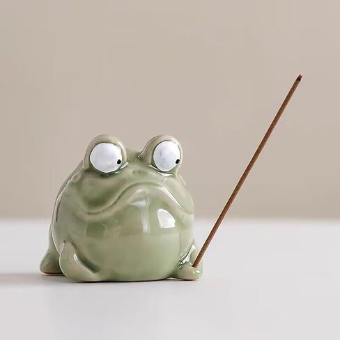 Ceramic Whimsical Frog Incense Burner Home Mini Incense Holder with Socket Animal Decorative Piece for Bedrooms Study Rooms Offices Yoga Studios Meditation Rooms in Kuwait
