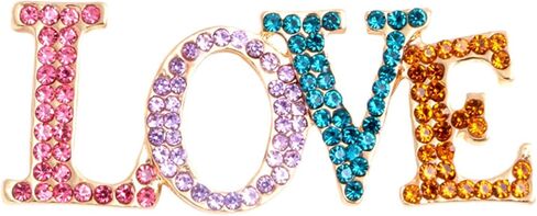 Crystal Love Brooches for Women Dainty Fashion Multicolor Love Rhinestone Brooch Pin Wedding Party Valentines Clothes Accessories Jewelry in Saudi Arabia