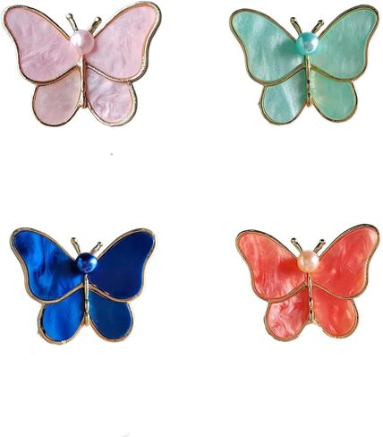 4 قطعة فراشة ملونة المينا دبابيس مجموعة كريستال اللؤلؤ لطيف المينا ظهره التلبيب دبوس CoolBrooches دبوس للمجوهرات الشرير شارة in Saudi Arabia
