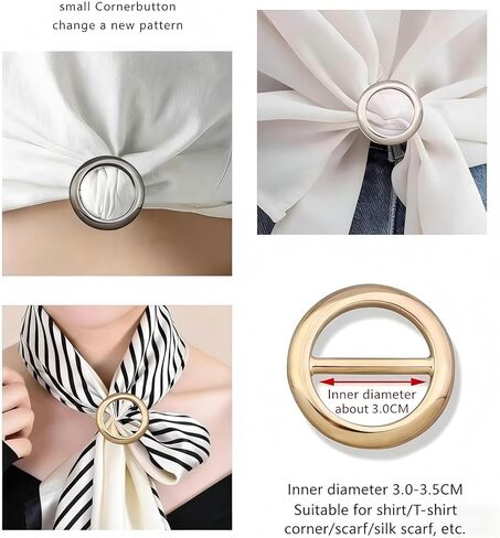 6 PCS Circle Scarf Set, Scarf Ring Clip for Women, Metal Round Circle Shirt Clip Buckle (Black, Gold, Silver) in Saudi Arabia