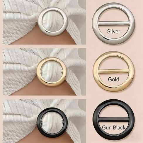 6 PCS Circle Scarf Set, Scarf Ring Clip for Women, Metal Round Circle Shirt Clip Buckle (Black, Gold, Silver) in Saudi Arabia