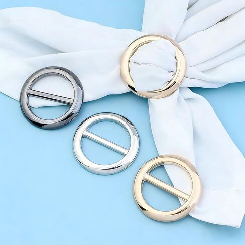 6 PCS Circle Scarf Set, Scarf Ring Clip for Women, Metal Round Circle Shirt Clip Buckle (Black, Gold, Silver) in Saudi Arabia