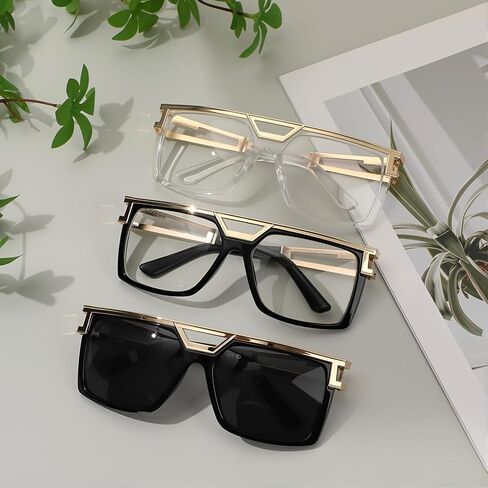JATEBI Retro Sunglasses for Women Men, 80s 90s Trendy Classic Square Sunglasses for Rapper DJ Hip Hop Daily in Kuwait