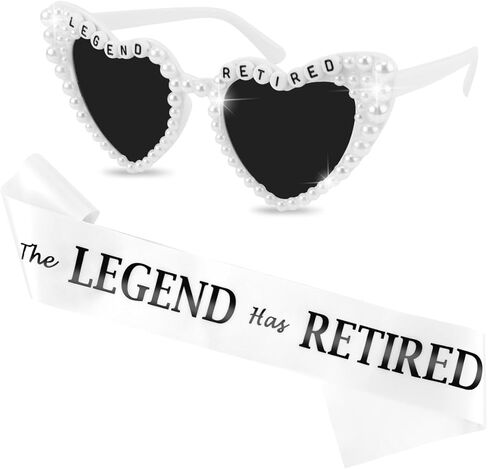 نظارات شمسية من The Legend Has Retired وشاح وقلب للنساء، ديكورات حفلات التقاعد، هدايا التقاعد للنساء، مستلزمات الحفلات in Kuwait