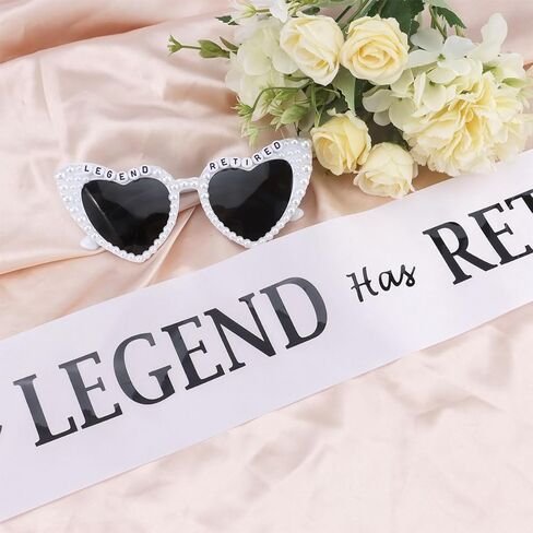 نظارات شمسية من The Legend Has Retired وشاح وقلب للنساء، ديكورات حفلات التقاعد، هدايا التقاعد للنساء، مستلزمات الحفلات in Kuwait