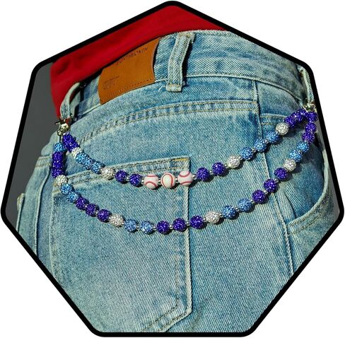 Navoky Baseball Pants Chain Wallet Chain Layered Rhinestone Beads Pocket Chains Punk Jewelry For Women Men in Kuwait