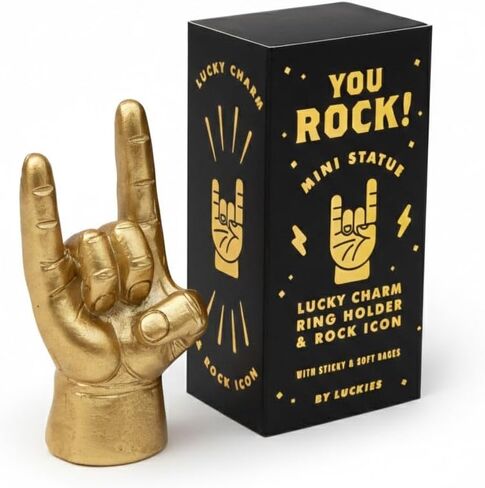 Luckies - Gold Ornaments for Desk Decor, Mini Ring Holder, Rock N Roll Desk Accessories for Men Or Bedroom Accessories Gifts Him, Office Gifts, Table Decorations in Kuwait