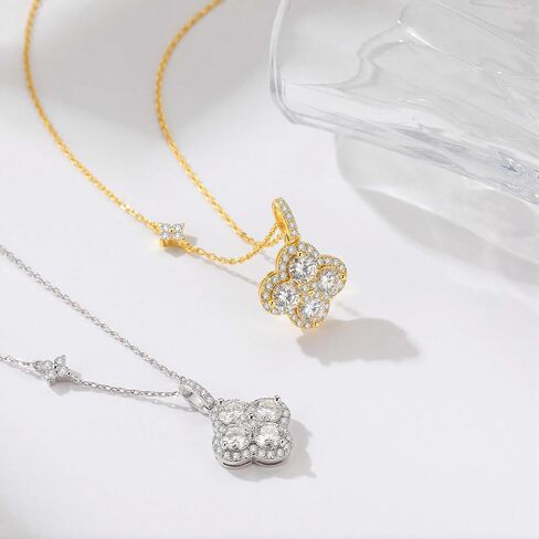 MOOSEA 2.48CT Moissanite Four Leaf Clover Necklace, 925 Sterling Silver Lab Created Moissanite Necklace, Anniversary Birthday Gifts for Women Jewelry Gifts for Wife Mom Girlfriend Daughter in Saudi Arabia