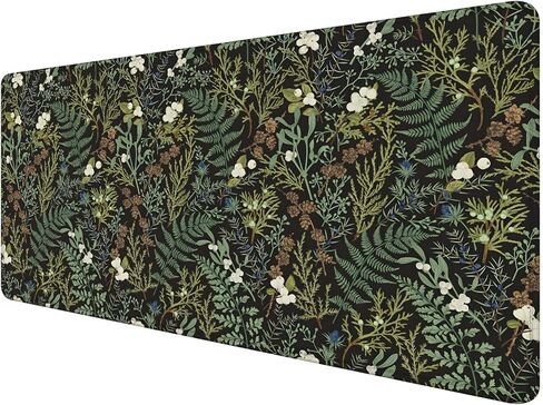 Dark Green Plant Large Mouse Pad 31.5x15.7inch, Cottagecore Fern Leaves Botanical Large Extended Computer Desk Mat Mousepad for Keyboard and Mouse, Green Desk Accessories in Saudi Arabia
