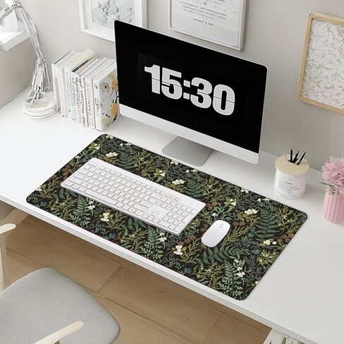 Dark Green Plant Large Mouse Pad 31.5x15.7inch, Cottagecore Fern Leaves Botanical Large Extended Computer Desk Mat Mousepad for Keyboard and Mouse, Green Desk Accessories in Saudi Arabia