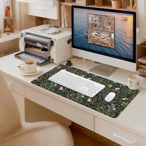 Dark Green Plant Large Mouse Pad 31.5x15.7inch, Cottagecore Fern Leaves Botanical Large Extended Computer Desk Mat Mousepad for Keyboard and Mouse, Green Desk Accessories in Saudi Arabia