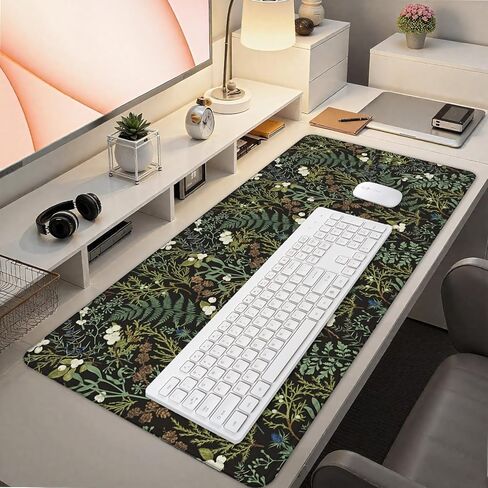 Dark Green Plant Large Mouse Pad 31.5x15.7inch, Cottagecore Fern Leaves Botanical Large Extended Computer Desk Mat Mousepad for Keyboard and Mouse, Green Desk Accessories in Saudi Arabia