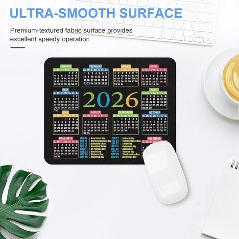 2026 Calendar Mouse Pad, Black Background with Monthly Layout, Large Desktop Gaming Mat with Colorful Month Headers (calendarC) in Saudi Arabia