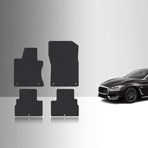 TOUGHPRO Floor Mats Accessories Set (Front Row + 2nd Row) for Infiniti Q60 All Weather Heavy Duty (Made in USA) Black Rubber 2017 2018 2019 2020 2021 2022 in Kuwait