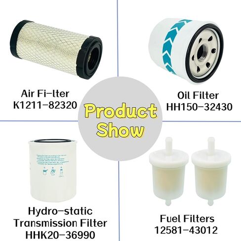 طقم صيانة الفلتر K1211-82320 HH150-32430 12581-43012 HHK20-36990 الهواء/الزيت/الوقود/Hyd مناسب لجرار K-bota BX22 BX23 BX25 BX1800 BX2660 BX2670 BX2350 BX2370 in Kuwait