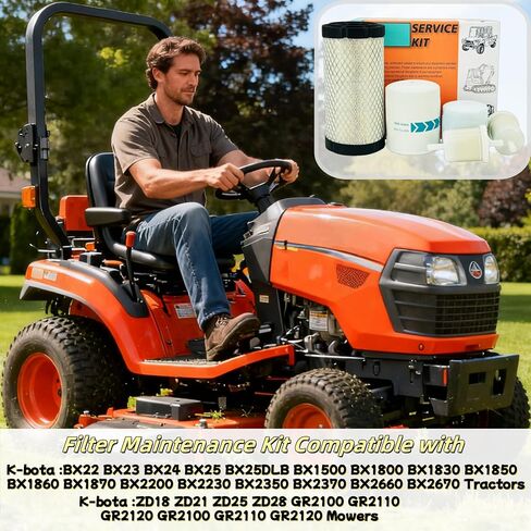 طقم صيانة الفلتر K1211-82320 HH150-32430 12581-43012 HHK20-36990 الهواء/الزيت/الوقود/Hyd مناسب لجرار K-bota BX22 BX23 BX25 BX1800 BX2660 BX2670 BX2350 BX2370 in Kuwait