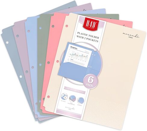 H4D Plastic Folders with Pockets, Fit for 3 Ring Binder, Letter Size, Morandi Colors, 12 Pack in Kuwait