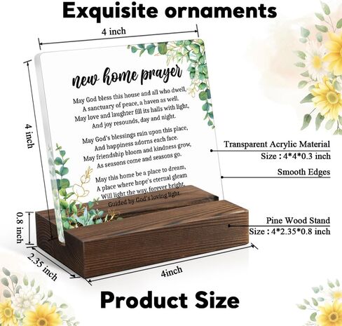 Christian Housewarming Prayer Plaque - New Home Blessing Sign with Wooden Stand, Inspirational Gifts for Homeowners, Realtor Closing Present, Family & Neighbor Welcome Decor for House or Office in Saudi Arabia