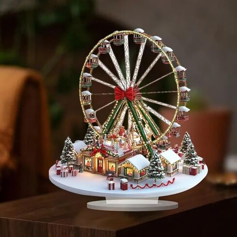 Christmas Ferris Wheel Acrylic Desktop Decoration, Suitable for Home Décor in Living Room or Office. Idea Gift Choice: Halloween, Christmas, Birthday, Anniversary, Valentine's Day, Celebrations in Saudi Arabia