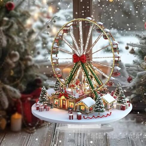 Christmas Ferris Wheel Acrylic Desktop Decoration, Suitable for Home Décor in Living Room or Office. Idea Gift Choice: Halloween, Christmas, Birthday, Anniversary, Valentine's Day, Celebrations in Saudi Arabia