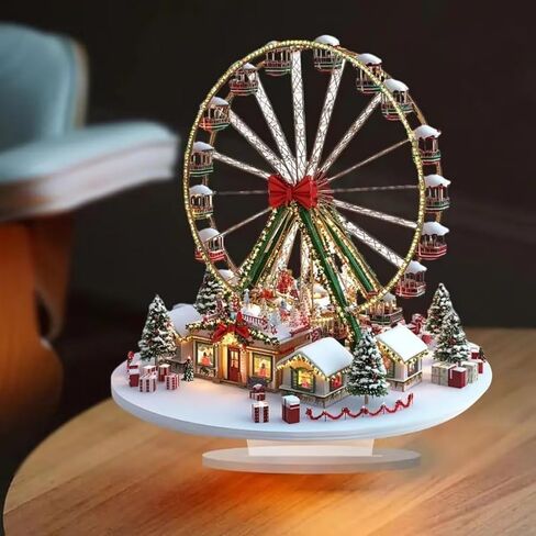 Christmas Ferris Wheel Acrylic Desktop Decoration, Suitable for Home Décor in Living Room or Office. Idea Gift Choice: Halloween, Christmas, Birthday, Anniversary, Valentine's Day, Celebrations in Saudi Arabia