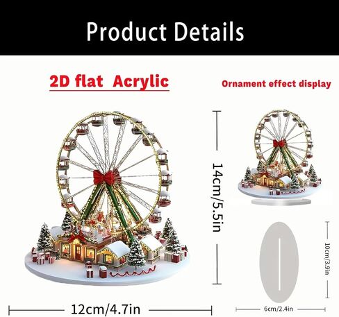 Christmas Ferris Wheel Acrylic Desktop Decoration, Suitable for Home Décor in Living Room or Office. Idea Gift Choice: Halloween, Christmas, Birthday, Anniversary, Valentine's Day, Celebrations in Saudi Arabia