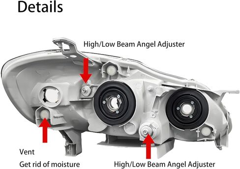 2PCS Headlight Assembly Set For 2003 2004 2005 2006 2007 2008 Toyota Corolla CE LE S Replacement Headlamps Driver and Passenger Side Chrome Housing Clear Reflector and Lens in Kuwait