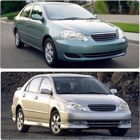 2PCS Headlight Assembly Set For 2003 2004 2005 2006 2007 2008 Toyota Corolla CE LE S Replacement Headlamps Driver and Passenger Side Chrome Housing Clear Reflector and Lens in Kuwait