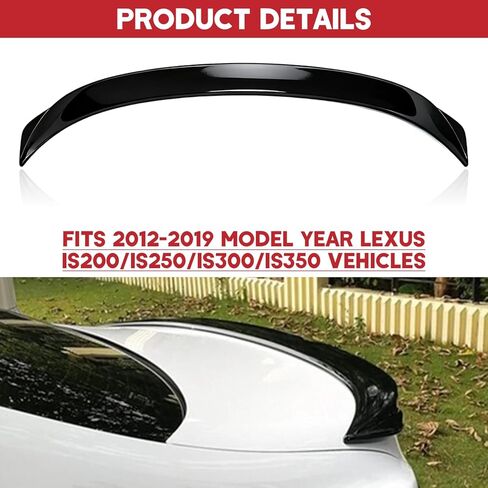 Rear Spoiler Trunk Wing Compatible with Lexus IS200t IS250 IS350 2014-2020 F Sport Style (Gloss Black) in Saudi Arabia