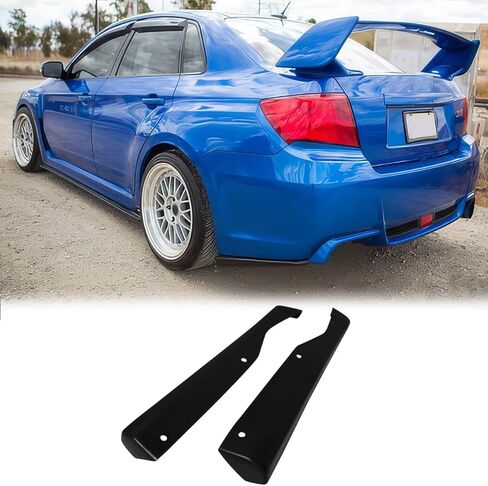 Rear Bumper Lip Aprons, Compatible with 2011-2014 Subaru Impreza WRX STI Sedan Only, HT Style Flexible Polyurethane(PU) Rear Side Corner Spats Canards Splitter, Unpainted Black in Kuwait