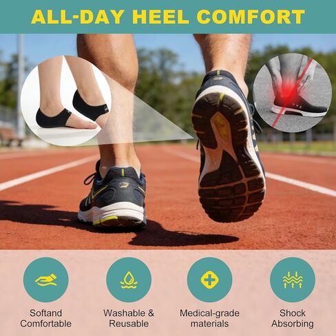 Gel Heel Cups for Pain Relief - Plantar Fasciitis & Achilles Tendonitis Support, Anti-Slip Heel Cushion Protectors for Shoes in Kuwait