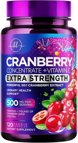 حبوب مستخلص التوت البري + فيتامين C (تركيبة 25,000 مجم) لدعم المسالك البولية، مكمل التوت البري الخالي من السكر للنساء والرجال، التوت البري لدعم صحة المسالك البولية، غير معدل وراثيًا، خالي من الغلوتين - 60 كبسولة in Kuwait