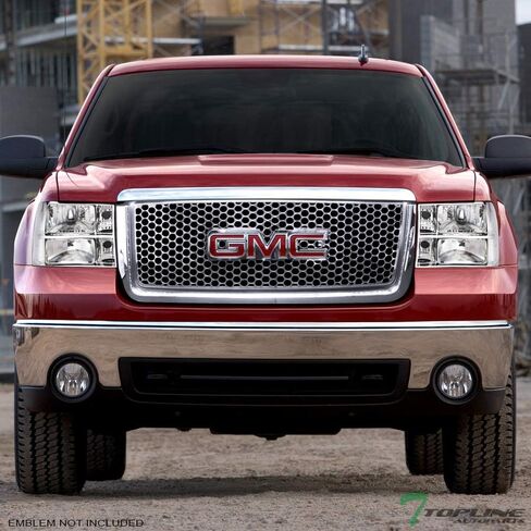 الكروم واضح الإسكان الكريستال المصابيح الأمامية إشارة مصابيح nb + الكروم شبكة ثقب دائري غطاء محرك السيارة الأمامي الوفير شواء مصبغة الحرس ABS متوافق مع 07-13 جي إم سي سييرا 1500 / دينالي / 09-13 الهجين in Kuwait