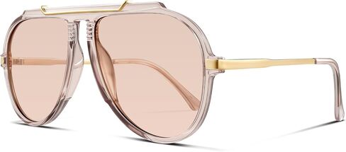 Oversized Aviator Sunglasses for Women Men Gold Metal Sun Glasses 70s Retro Shield Shades in Saudi Arabia