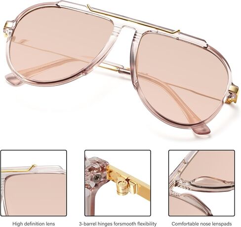 Oversized Aviator Sunglasses for Women Men Gold Metal Sun Glasses 70s Retro Shield Shades in Saudi Arabia