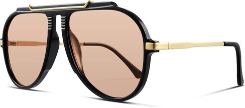 Oversized Aviator Sunglasses for Women Men Gold Metal Sun Glasses 70s Retro Shield Shades in Saudi Arabia