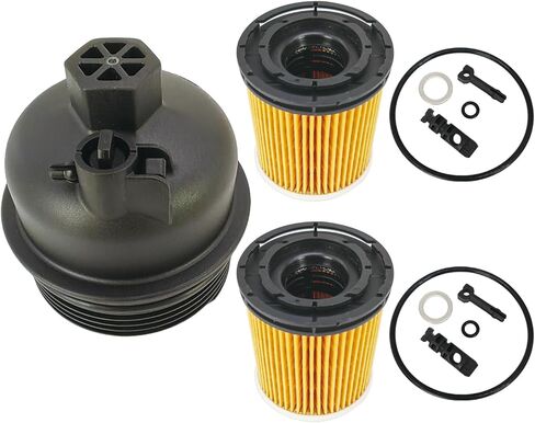 Engine Oil Filter Housing Cover Cap Assembly With 2 Pack Oil Filters Fit for Hyundai Accent Elantra Kona Santa Fe Sonata Tucson Venue Kia K5 Rio Sorento Sportage 1.6L, Replace 26315-2M000 26350-2M000 in Kuwait