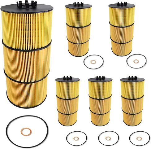 6 قطعة مجموعة فلتر زيت التشحيم متوافق مع شاحنات الشحن والحافلات الغربية ستار شاحنة 114SD 122SD كاسكاديا L6 2009 2010 2011 2012 2013 2014 2015 2016 2017 2018 2019 2020 A4731800909 in Kuwait