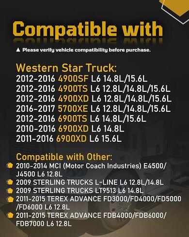 6 قطعة مجموعة فلتر زيت التشحيم متوافق مع شاحنات الشحن والحافلات الغربية ستار شاحنة 114SD 122SD كاسكاديا L6 2009 2010 2011 2012 2013 2014 2015 2016 2017 2018 2019 2020 A4731800909 in Kuwait