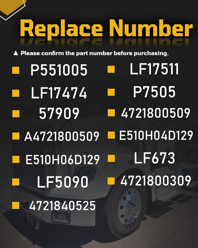 6 قطعة مجموعة فلتر زيت التشحيم متوافق مع شاحنات الشحن والحافلات الغربية ستار شاحنة 114SD 122SD كاسكاديا L6 2009 2010 2011 2012 2013 2014 2015 2016 2017 2018 2019 2020 A4731800909 in Kuwait