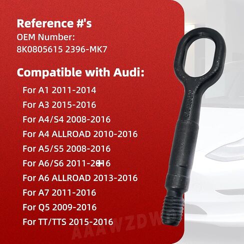 for Audi A1 A3 A4 A5 A6 S4 S5 S6 Tow Hook Forged Steel Towing Eye Hook Hitch Unit Emergency Replacement#8K0805615 2396-MK7 in Kuwait