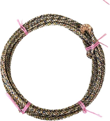 AJ Tack 20 Ft Waxed Nylon Kid Rope, 5/16 Poly Lariat with Hand-Sewn Leather Burner, Lightweight Youth Roping Rope, Made in USA in Kuwait