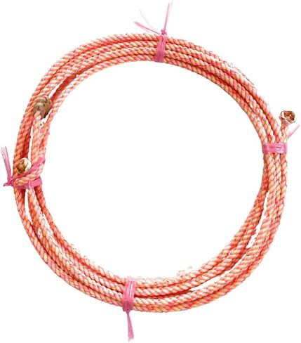 AJ Tack 20 Ft Waxed Nylon Kid Rope, 5/16 Poly Lariat with Hand-Sewn Leather Burner, Lightweight Youth Roping Rope, Made in USA in Kuwait