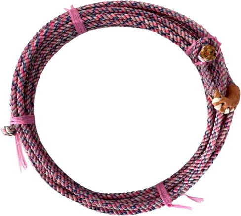 AJ Tack 20 Ft Waxed Nylon Kid Rope, 5/16 Poly Lariat with Hand-Sewn Leather Burner, Lightweight Youth Roping Rope, Made in USA in Kuwait