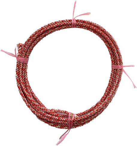 AJ Tack 20 Ft Waxed Nylon Kid Rope, 5/16 Poly Lariat with Hand-Sewn Leather Burner, Lightweight Youth Roping Rope, Made in USA in Kuwait