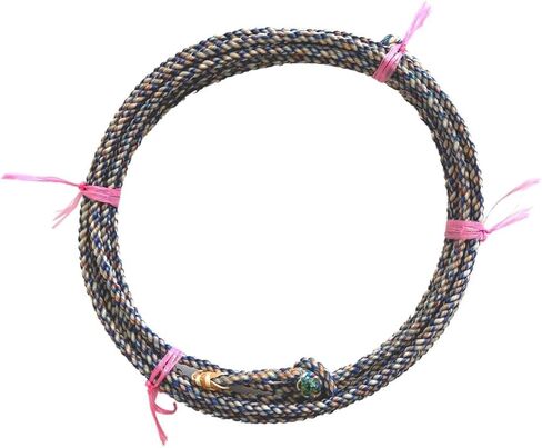 AJ Tack 20 Ft Waxed Nylon Kid Rope, 5/16 Poly Lariat with Hand-Sewn Leather Burner, Lightweight Youth Roping Rope, Made in USA in Kuwait