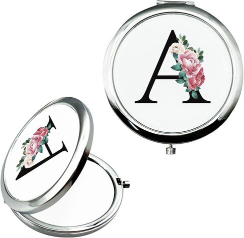 Monogram Compact Mirror, Personalized Gifts for Women and Girls, Small Pocket Mirror, Personalized Compact Mirrors for Girls, Sister, Wife, Mothers, Birthday Gifts - M in Saudi Arabia